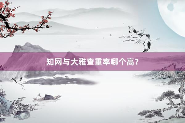 知网与大雅查重率哪个高？